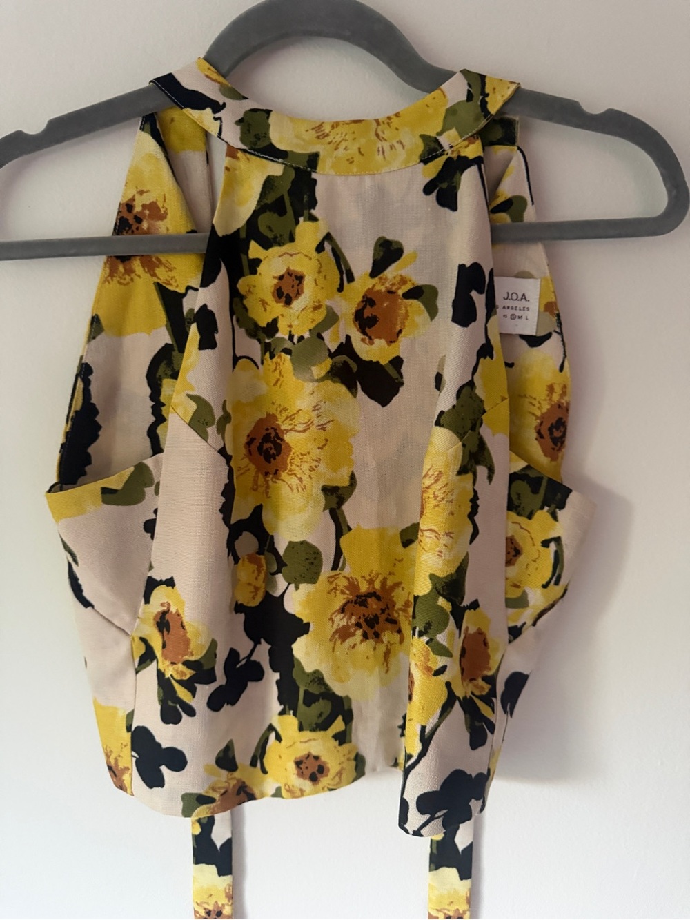 J.O.A. Cream and Yellow Floral Halter Top